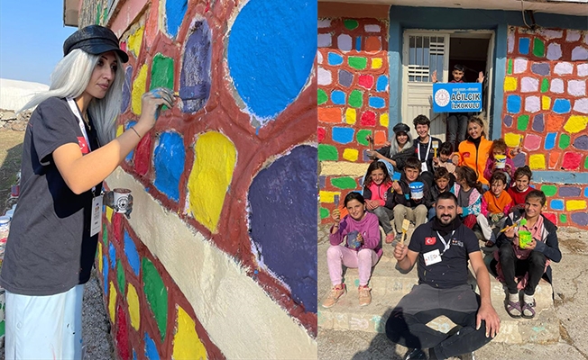 Siverek'te köy okulların boyadılar